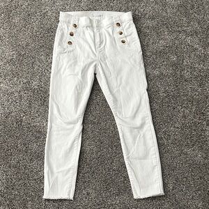 Women’s White Waist Skinny Button Detail Pants - Loft 26/2
